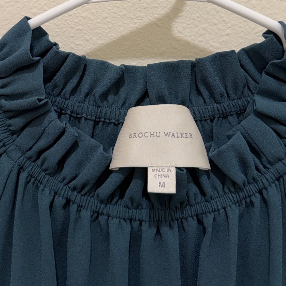 Brochu Walker Gathered Neck Blouse In Teal Size M - Picture 4 of 6